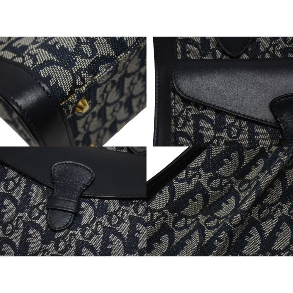 Dior Blue Navy Handbag Christian Trotter Canvas Leather - Picture 8 of 10